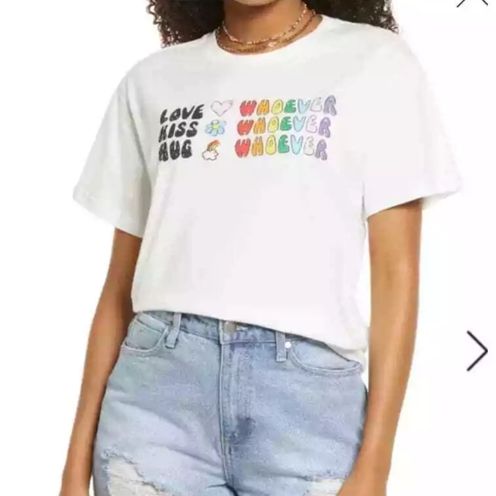 BP White Multicolor Love Whoever Graphic Tee Size S